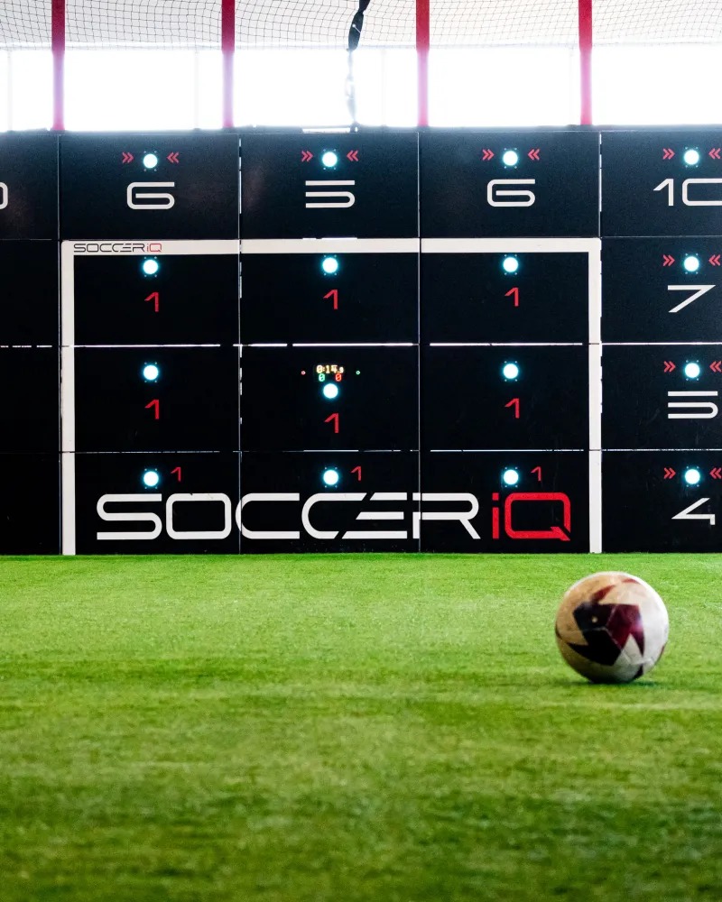 Soccer IQ training wall and turf at 660 Rue Bridge