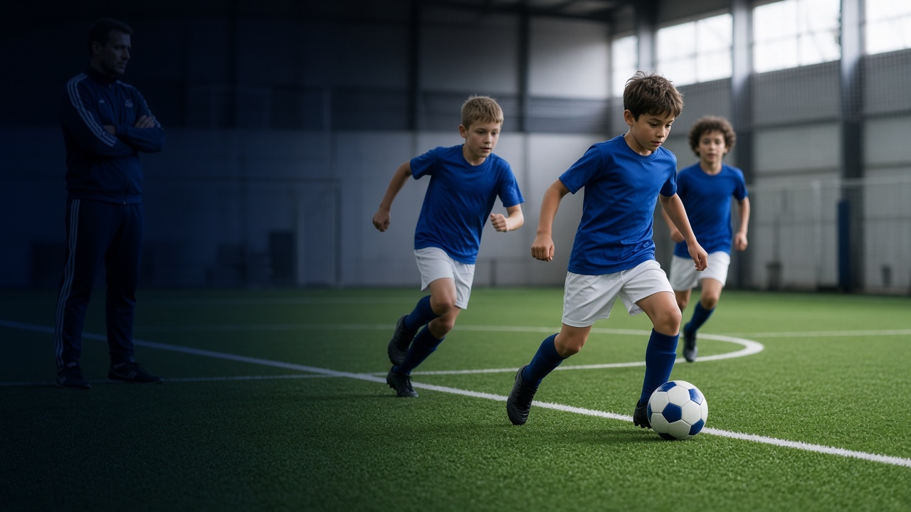 Young players training during the Fitness Factory MTL × Soccer IQ Saturday program